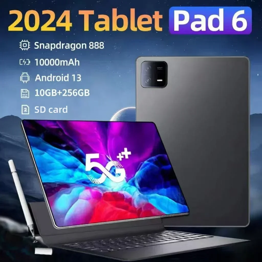 2024 Original Global Version HD 4K Pad 6 Pro Android 13 11inch Tablet PC 10GB+256GB 10000mAh GPS 5G SD Card Bluetooth WiFi MiTab