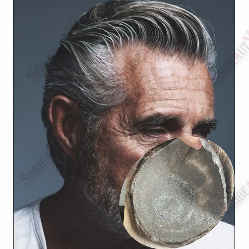 

Реалистичный мужской парик из натуральных волос с естественной линией роста волос, тонкая основа 0.02 мм, цвета 1B20, 1B50, капиллярный протез, система накладки волос плотностью 80%