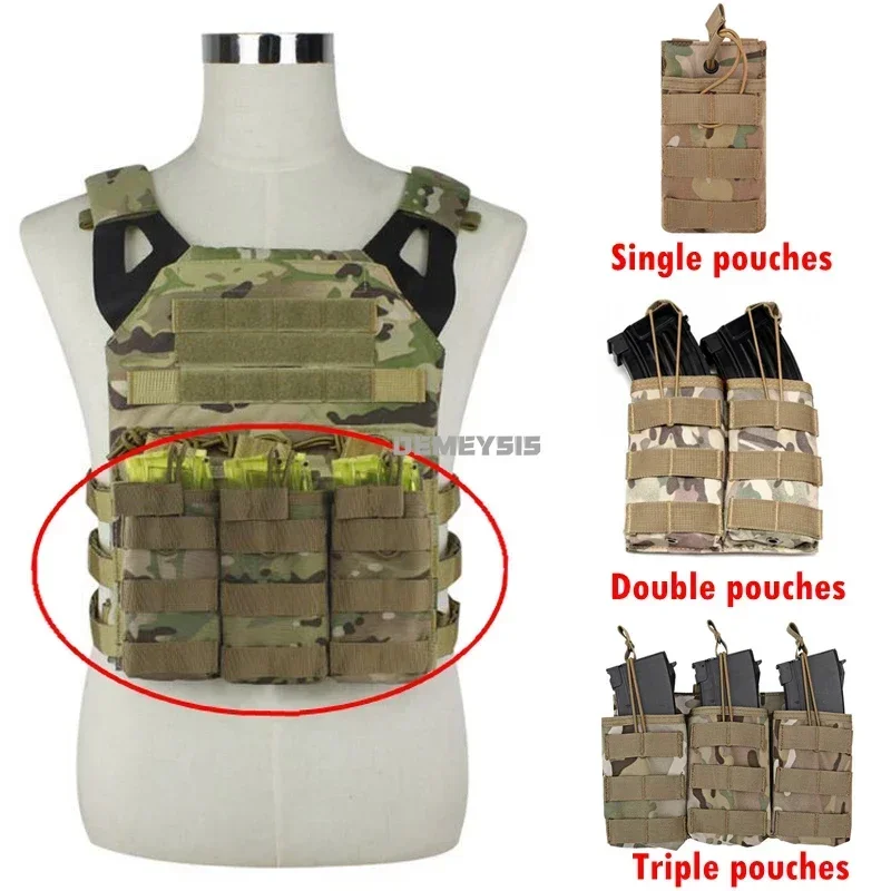 Paintball Magazine Pouches Single Double Triple Tactical Molle Pouches AK AR M4 AR15 Rifle Hunting Shooting Mag Pouch