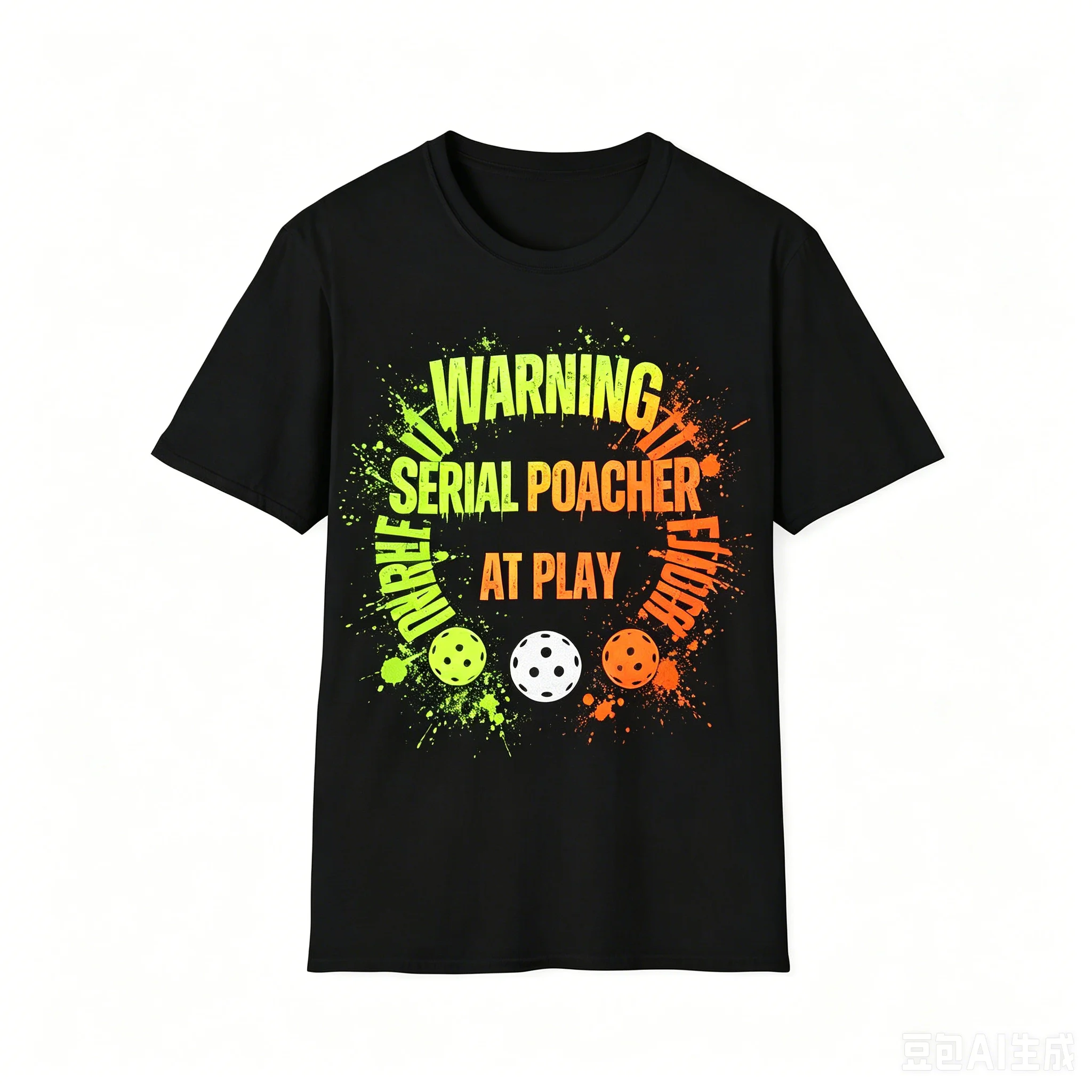 

Pickleball Lover Humor Tee WARNING Serial Poacher At Play Casual Short Sleeve Streetwear