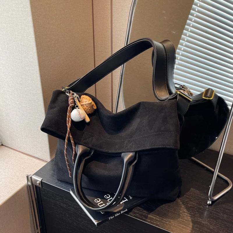 

Однотонная сумка через плечо большой вместимости 2025 года, слинг с верхней ручкой, регулируемым ремешком и внутренним карманом для поездок на работу, путешествий, даты ​