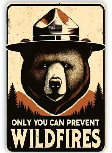 Only You Can Prevent Wildfires Smokey The Bear Novelty Metal Sign ;