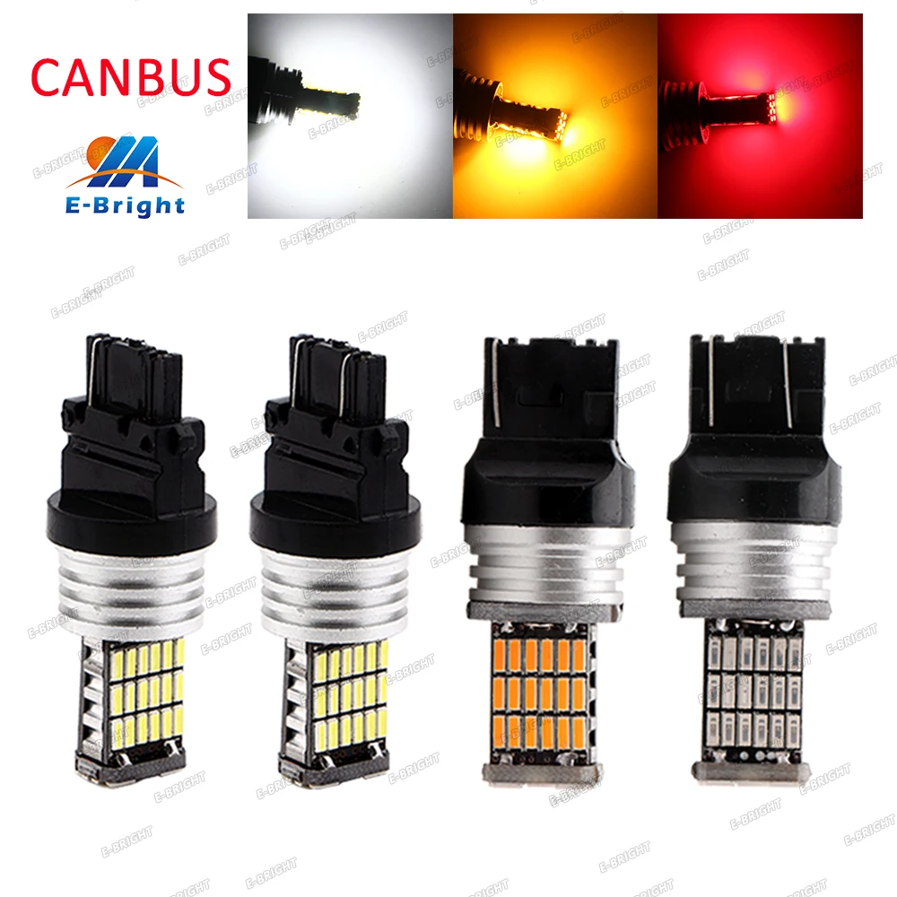 2pcs Canbus 3157 1156 1157 T20 7440 7443 3156 4014 45 SMD Amber Red White Cars LED Turn Signal Parking Reverse Backup Lights