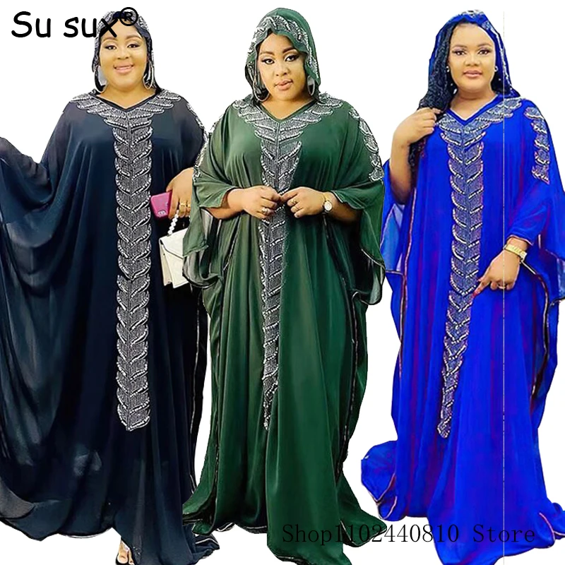 

African Dresses For Women Abaya Dubai Turkey Muslim Hijab Hooded Chiffon Maxi Dress African Clothes Kaftan Robe Female 2023