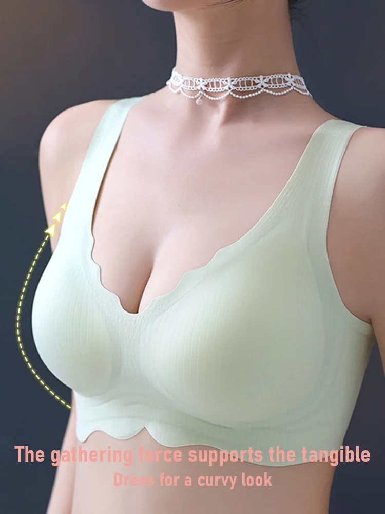 Plus Size Bra Sexy Lace Underwear Thin Section Beautiful Back No Steel Ring Gathering Anti-sagging Push Up Bra Women Sports Vest