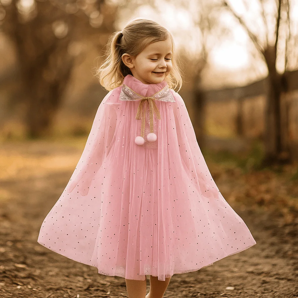 Cosplay Accessories Role-Playing Children's Princess Shawl Stage Props Mesh Outerwear Cape Princess Elsa Cape Halloween