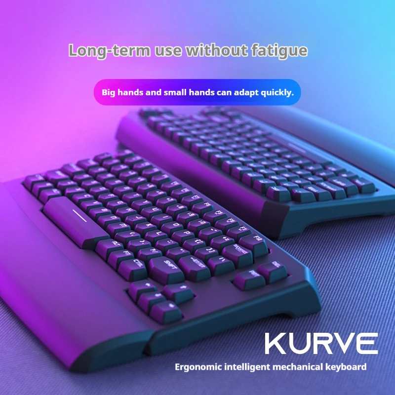 Light&Salt KURVE Mechanical Keyboard Wired Ergonomic RGB Office Gaming TTC Green Shaft Tea Shaft Skin-like Rubberized Finish