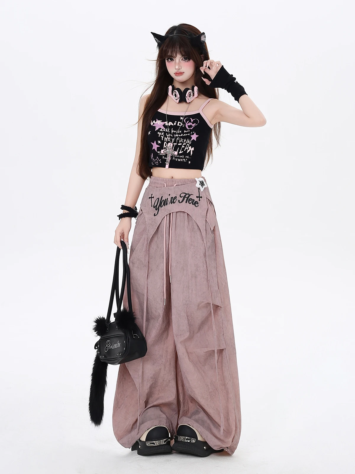 Crazygirl American Style High Waist Workwear Pants Two-Piece Set Casual Summer Outfit for Women Trendy Layering Look