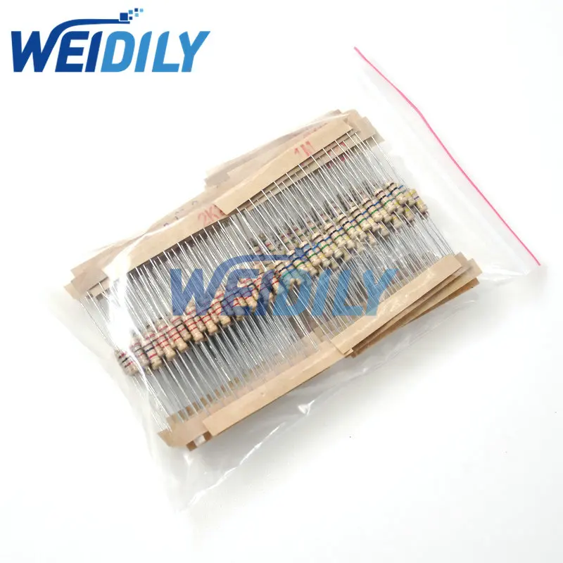 300 peças kit de resistor 0.5w 1/2w 10r - 1m ohm 5% 30 valores * 10 peças resistência de filme de carbono conjunto de resistor de anel de quatro