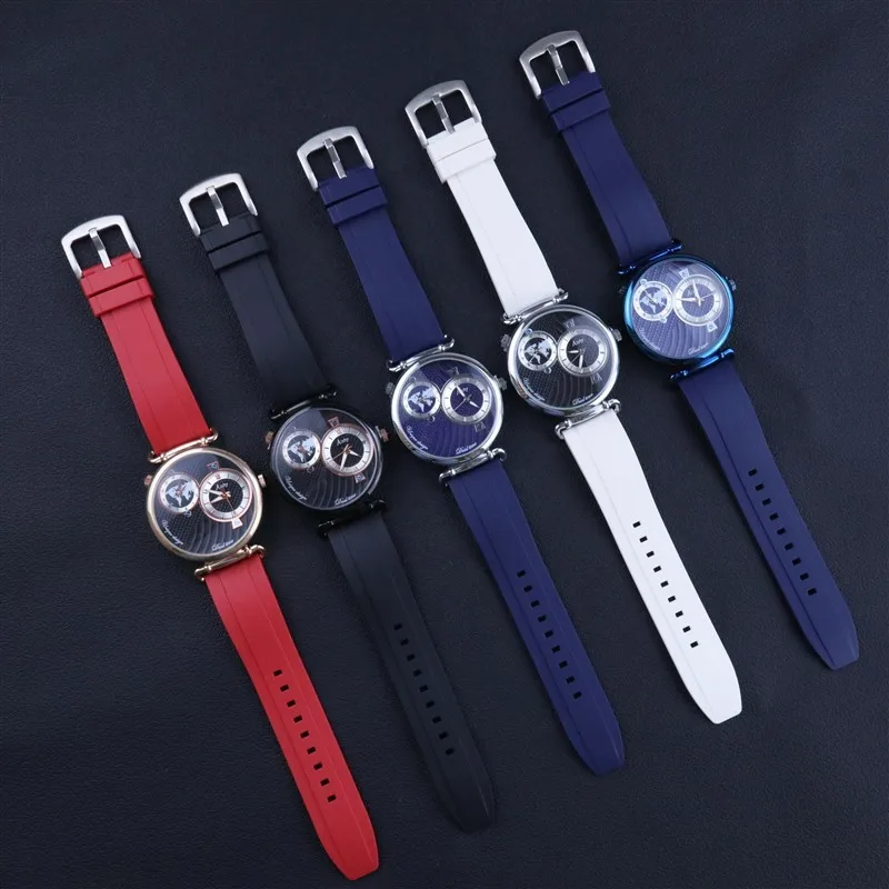 *New style watch * Men Quartz Watch   Business Top Luxury Brand Aishy Boy WristWatch with Rubber Strap Dual Time Zone