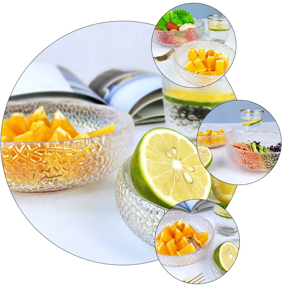 

1Pcs Transparent Glass Salad Serving Bowl Smooth Rim Fruit Dessert Food Storage Household Tableware Glass Salad Bowl