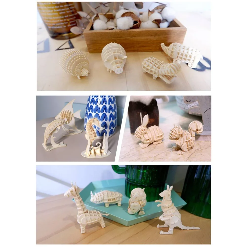 Rompecabezas de papel rinoceronte en miniatura para niños, juguetes artesanales, ensamblaje educativo, construcción, Simulación, Kits de modelos de animales para adultos, Decr