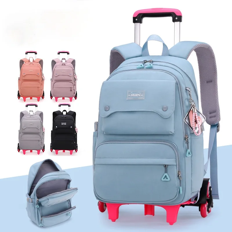 Trolley Crianças Sacos De Escola Com Carrinho De Roda Bagagem Meninas mochila princesa Backbag crianças Schoolbag Mochilas Crianças Mochilas