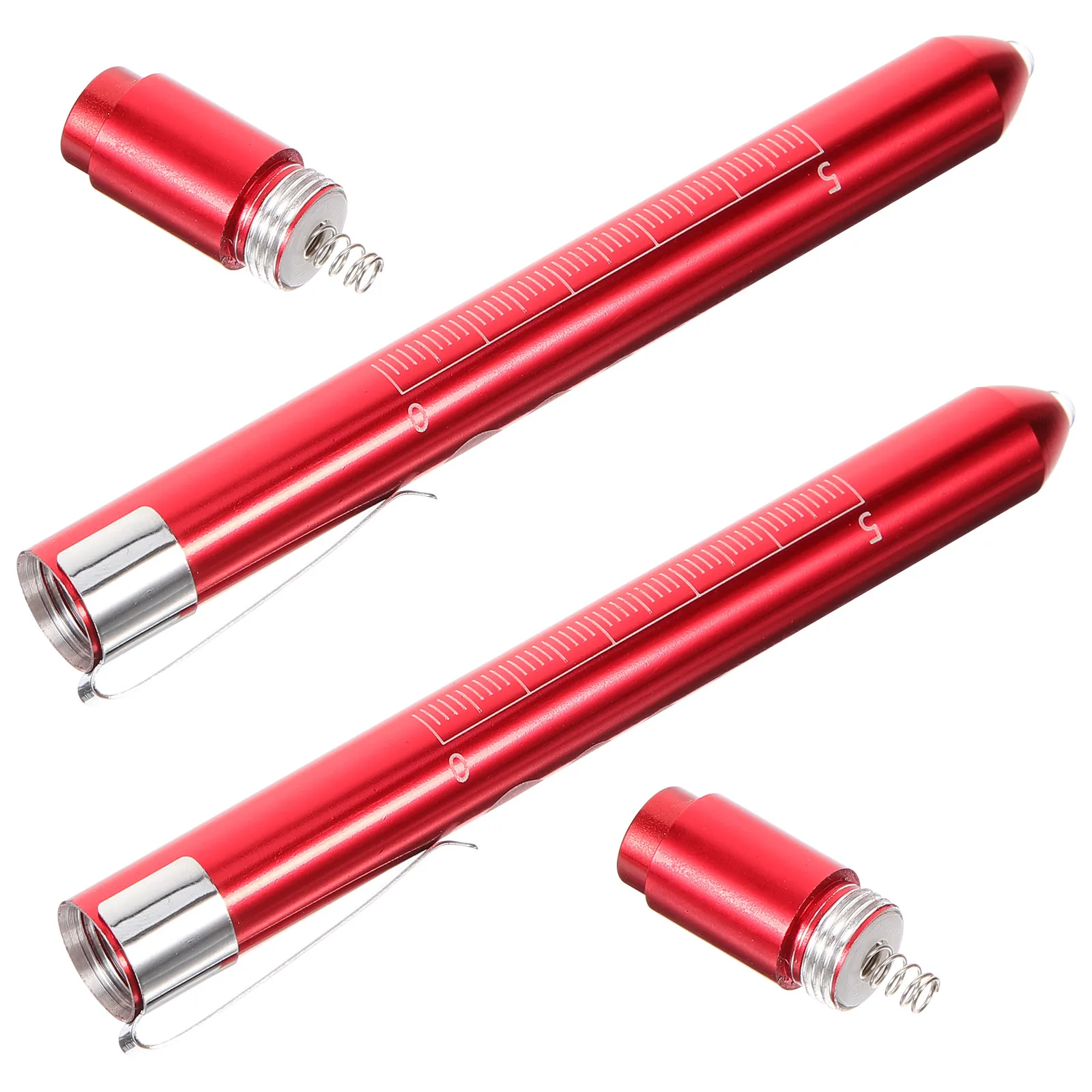 

2pcs Led Pen Light With Ruler Medical Nursing Flashlight Pocket Mini Reusable Penlights For Healthcare Badge Assessment Tools