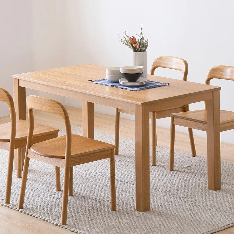 Simple Nordic Style OAK Wood Coarse Leg Dining Room Furniture Solid Wooden Dining Table
