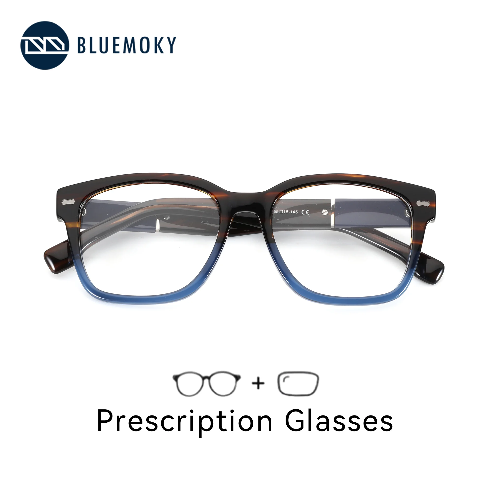 

BLUEMOKY M Size Modish Square Prescription Glasses Fashion Acetate Optical Lenses With Recipe Man Myopia Eyeglasses For Men