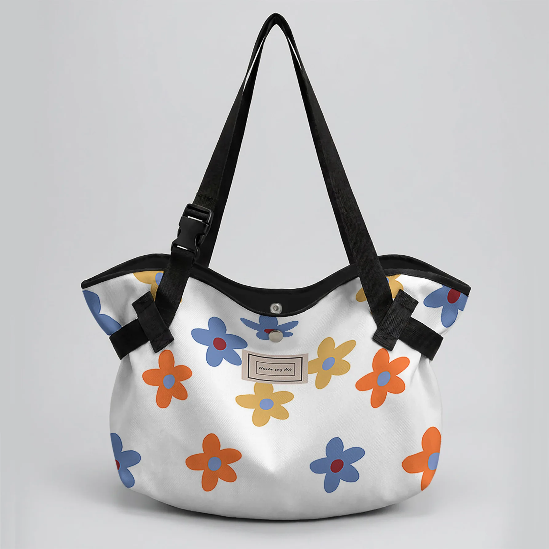 Colorful Flower Print 2 In 1 Tote Bag & Round Picnic Mat, Waterproof Foldable Mat For Camping Beach Picnic Travel