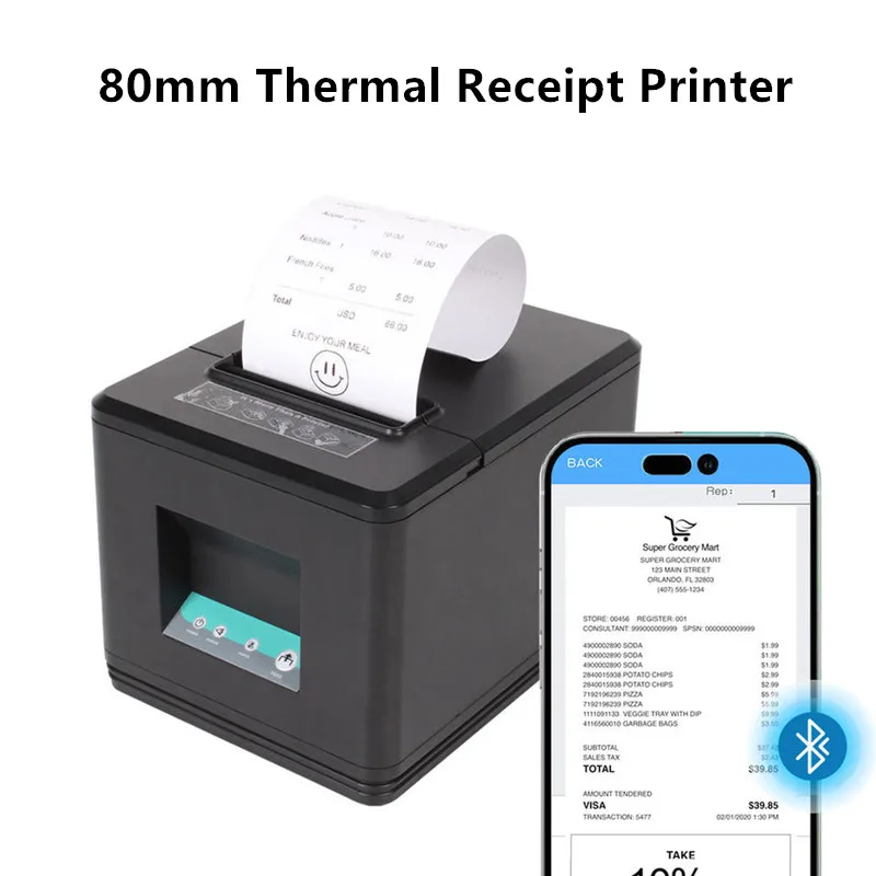 

﻿ USB Network Bluetooth WIFI 80mm Thermal Receipt Printer with Auto Cutter POS Ticket Printer Support Android iOS Windows Mac