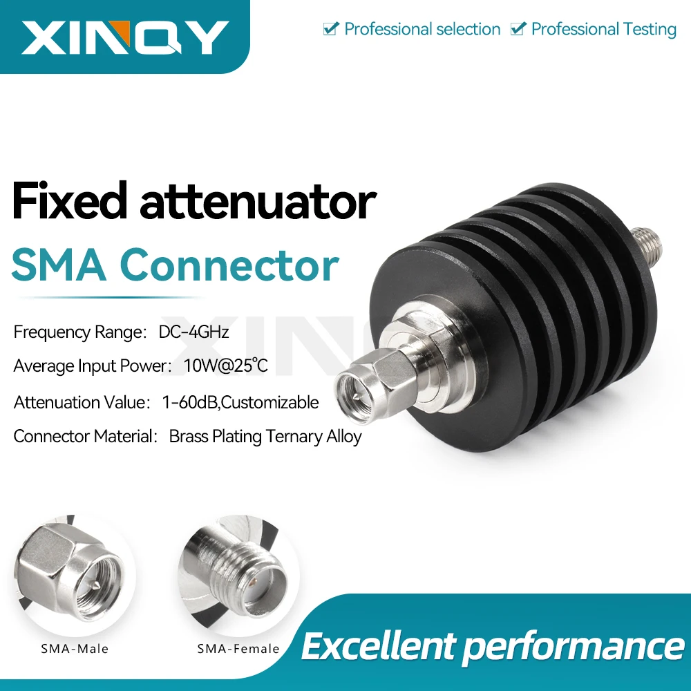 xinqy-10w同軸固定減衰器sma-jkオス-メス-1db、3db、5db、10db、20db、30db-4g-rf減衰器