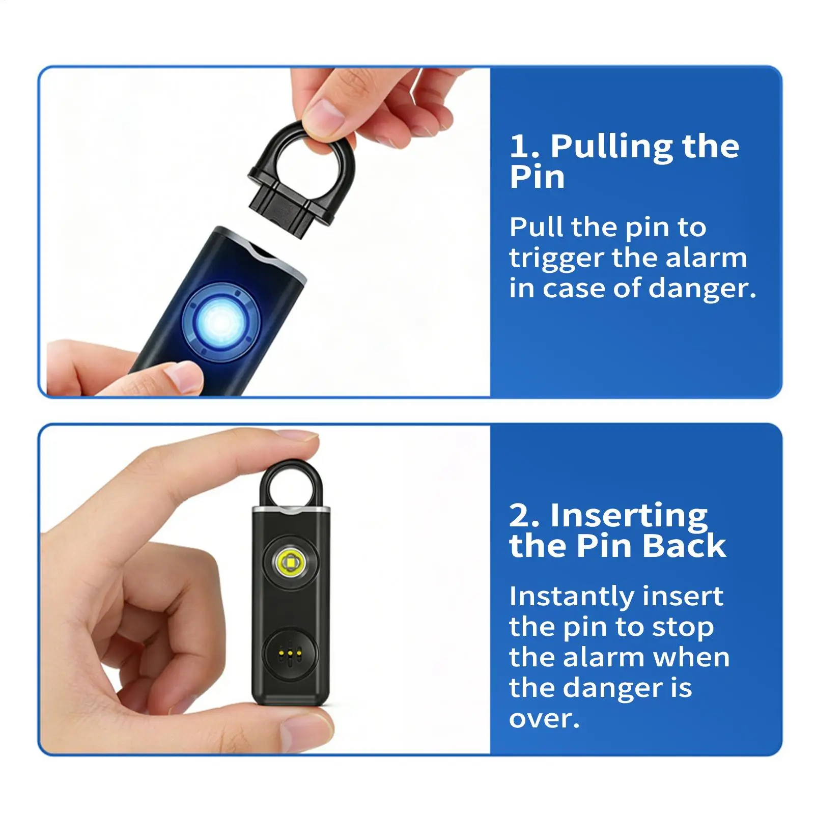 130dB Rechargeable Bear Horn Alarm with LED Strobe Light Portable Safety Siren for Camping Hiking Fishing Outdoor Survival