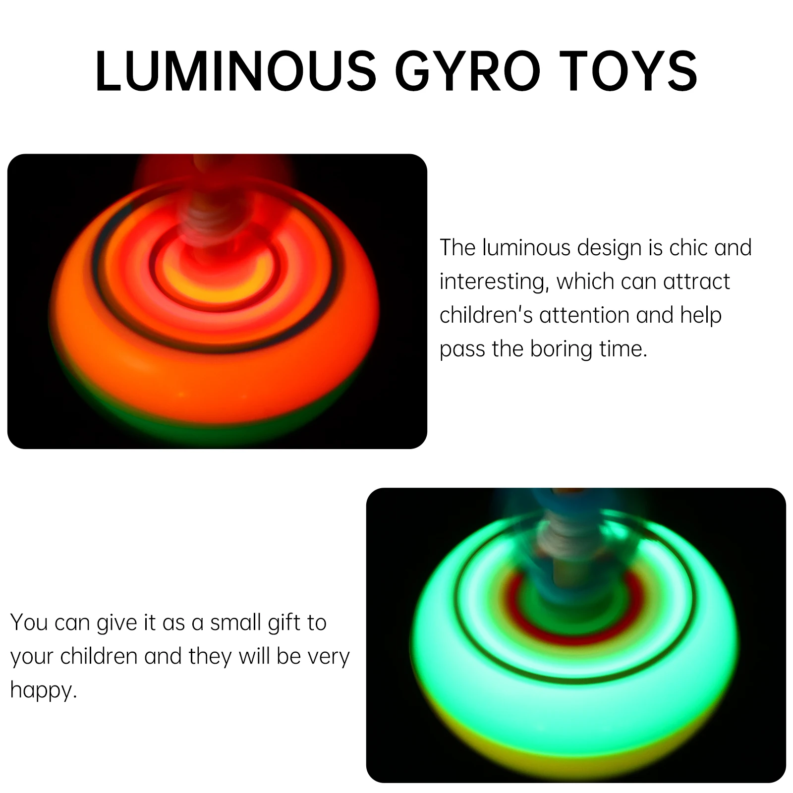 

3Pcs Luminous Gyro Kids Educational Plaything Safe Gentle Materials Hand Eye Coordination Chic Interesting Design