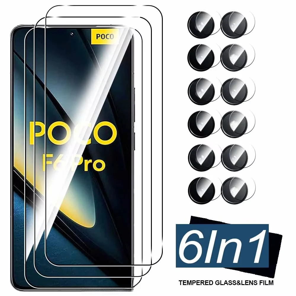 6IN1 Camera Lens Protector Protective For Xiaomi Poco F6 X6 Pro X 6 Pocof6pro F6pro 5G 6.67-Inch Tempered Glass Phone Film