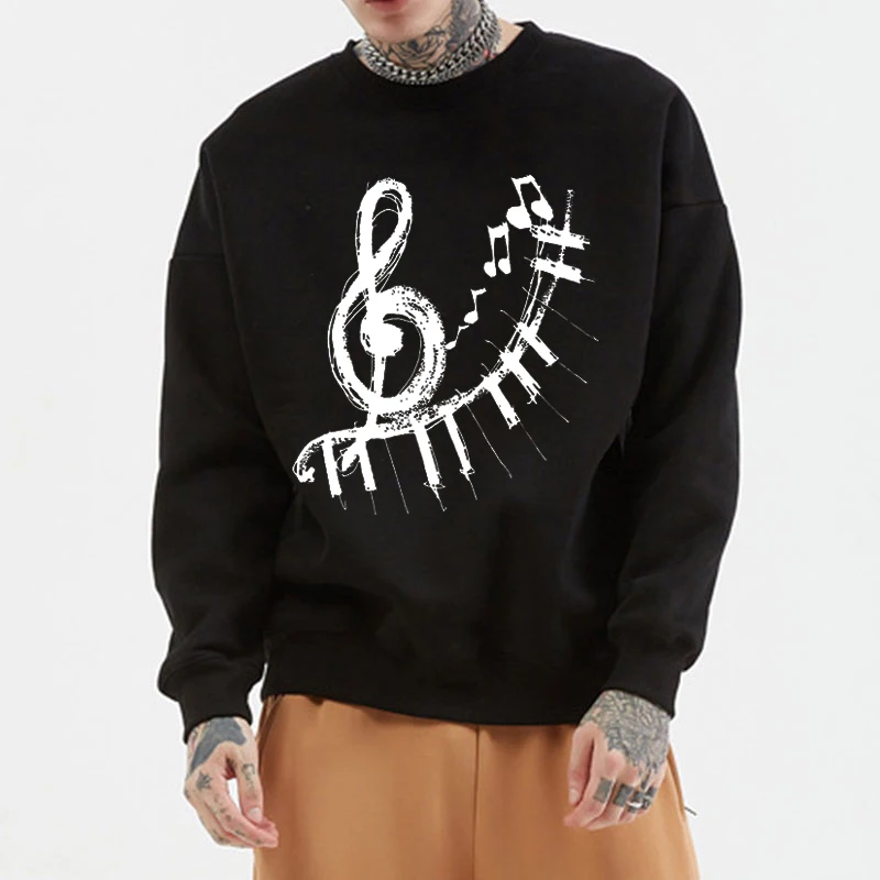 Music Note Print Hoodies Sweatshirts for Women Men Clothes Long Sleeve Clothing Autumn Winter Hoodies Sportwear Oversized Tops