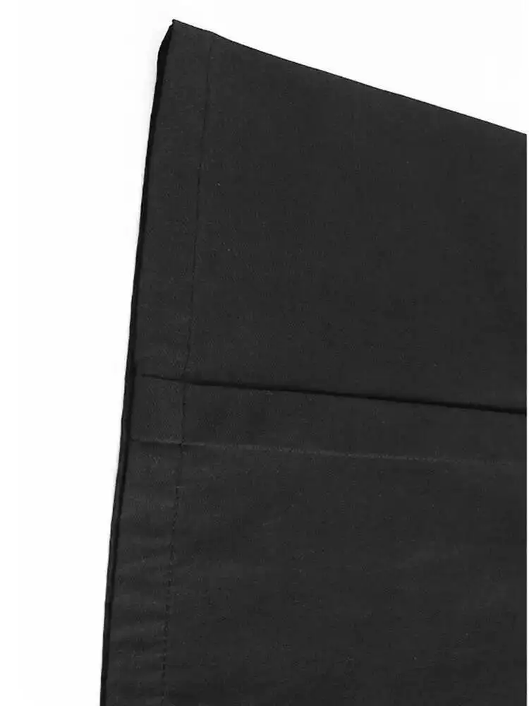 เอวยางยืดสูงสีดำไม่สม่ำเสมอผ้าพันแผลยาวกางเกงขากว้างกางเกงใหม่ผู้หญิงแฟชั่นฤดูใบไม้ผลิฤดูใบไม้ร่วง