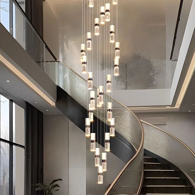 Moderne creatieve woondecoratie kristallen trap hanglamp, glans ophangarmatuur Lampen binnenverlichting voor villatrappen