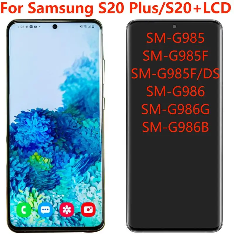 

OLED-дисплей 6,7 дюйма для Samsung S20 Plus G985F, ЖК-дисплей с рамкой S20 + G986B G986F, ЖК-дисплей с сенсорным экраном и дигитайзером, запасные части