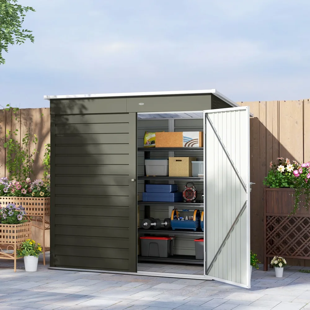 

6' x 4' Metal Garden Shed, Tool Shed w/Lockable Door