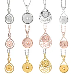 New 18mm Snap Button Necklace Gold Silver Rodr Gold Color Metal18mm Snap Pendant Necklace for Snaps Buttons Jewelry