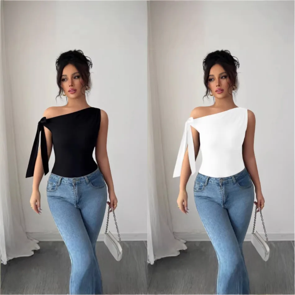 Women's 2026 Summer New Fashion Slim Fit Tie-neck Solid Color Sleeveless Top 2-piece Set Summer Long Dress Sexy Outfits Midi