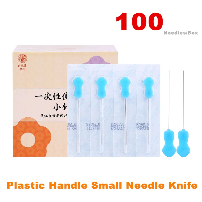 NEW Disposable Sterile Acupuncture Needles Color Plastic Handle Blade Flat Edge Knife Needle Acupotomy Needle 100Pcs /Pack