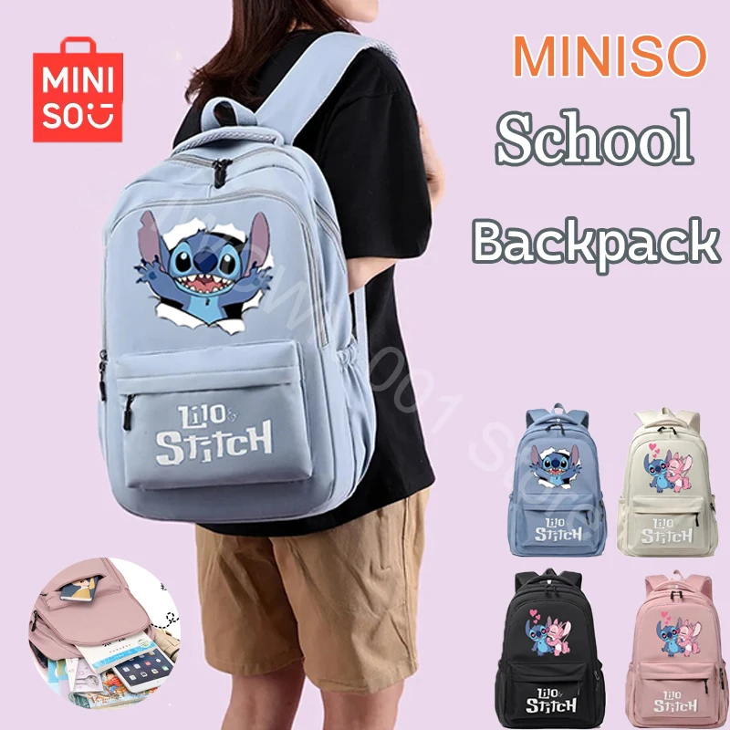 MINISO Stitch Backpack for Girl Boy Student Teenager Children Rucksack Kids Birthday Gift Women Casual School Bag