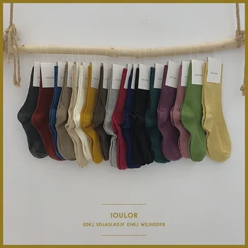 SP ve şehir Harajuku basit katı kadın sıcak tutan çoraplar kadınlar kış kalın yumuşak pamuk çorap sıcak tutmak çizgili kısa çorap bayanlar sox