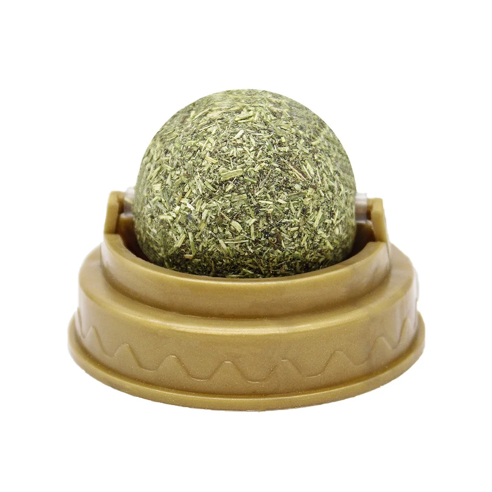 

4Pcs Catnip Licking Balls Natural Mint Candy Treats Rotating Wall Stick-on Cat Digestive Catnip Cat Licking Ball