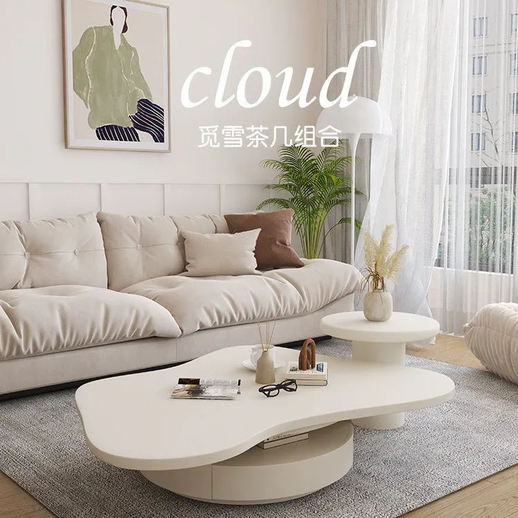 White cloud coffee table, irregular shape, living room home coffee table