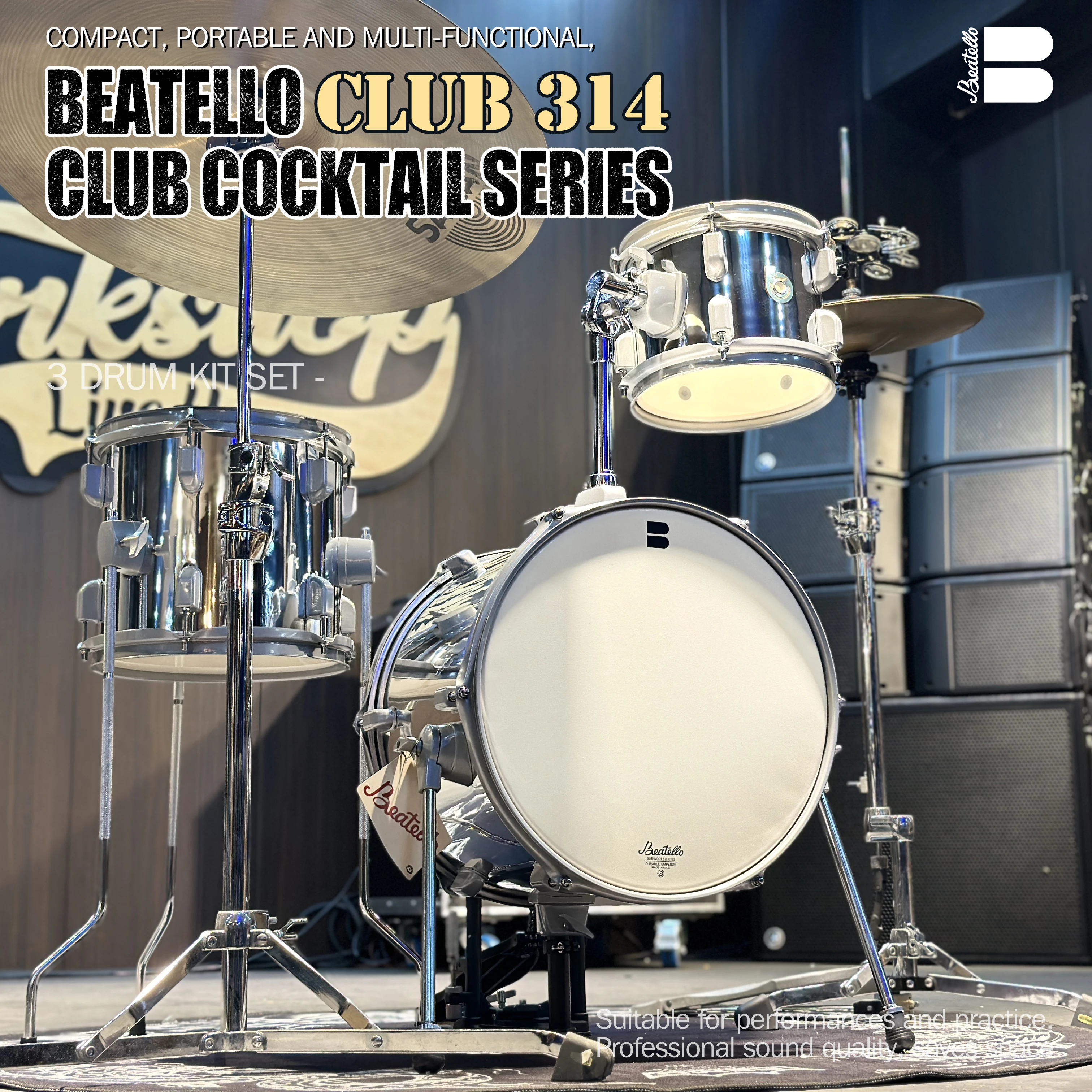 Beatello Portable Foldable 3-Piece Metal Percussion Drum Set With Aluminum Chamber Easy-to-Carry Club Jungle Kit