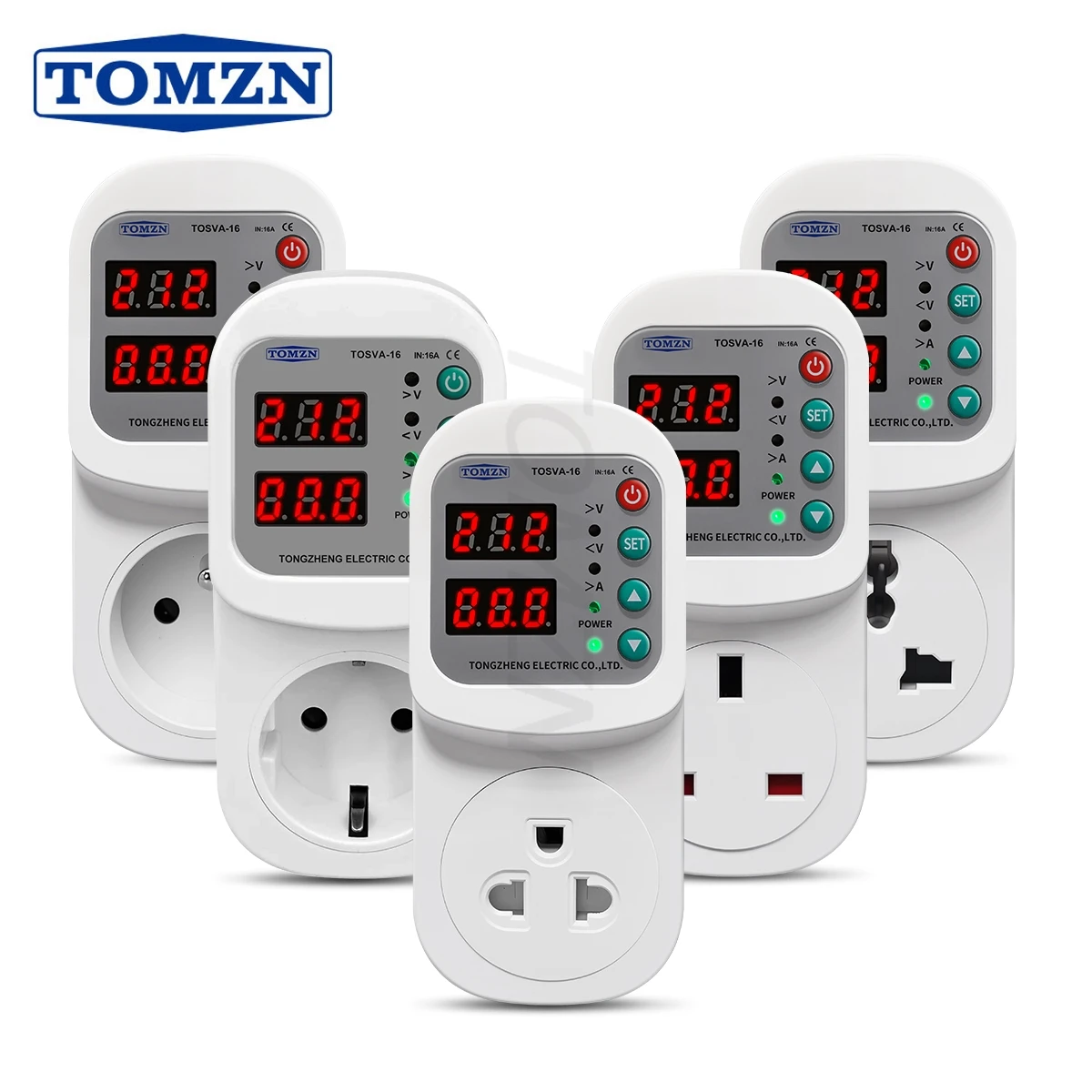 

TOMZN US UK FR EU Thailand Universal Socket Adapter All World Over And Under Voltage Protector Over Current Protective Device