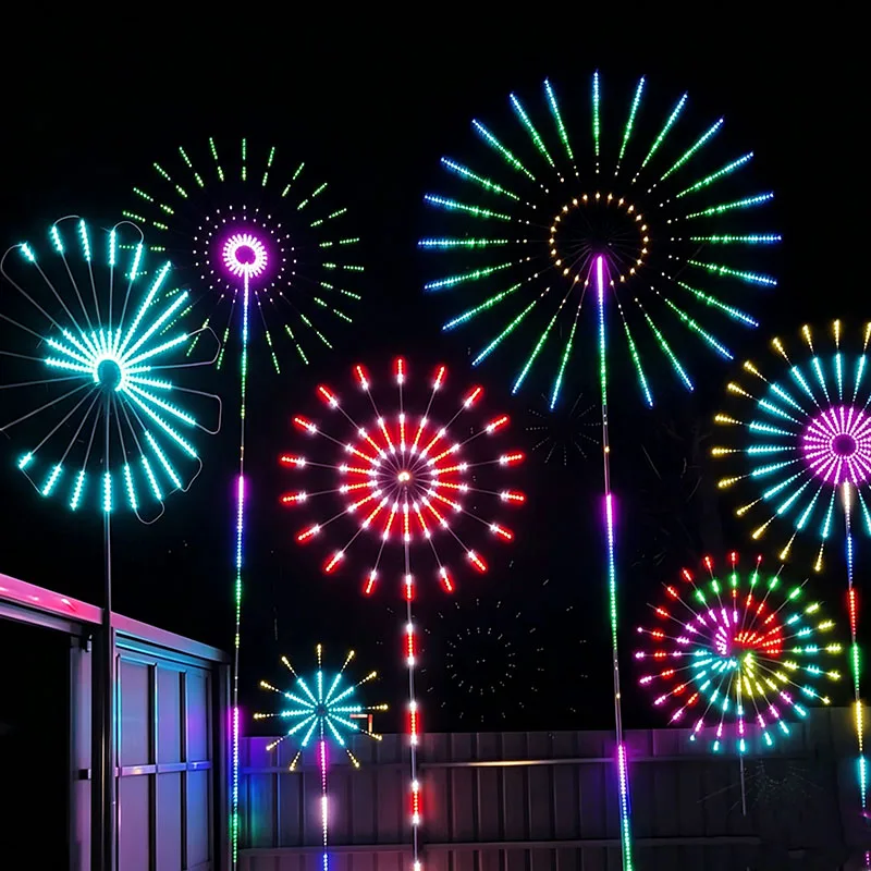 Programmable Double‑Sided Windmill Rotating LED Firework Strobe Light Outdoor Landscape Lamp for 2026 New Year Scenic Plaza Deco