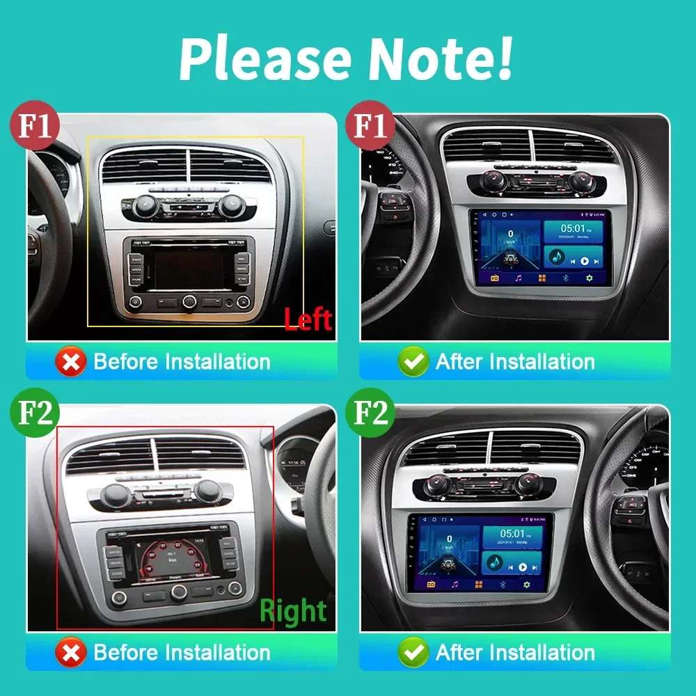 For Seat Altea 2004-2015 Toledo 2004-2009 Android 14 Car Radio Multimedia 4G GPS Navigation Wireless BT CarPlay Screen Stereo