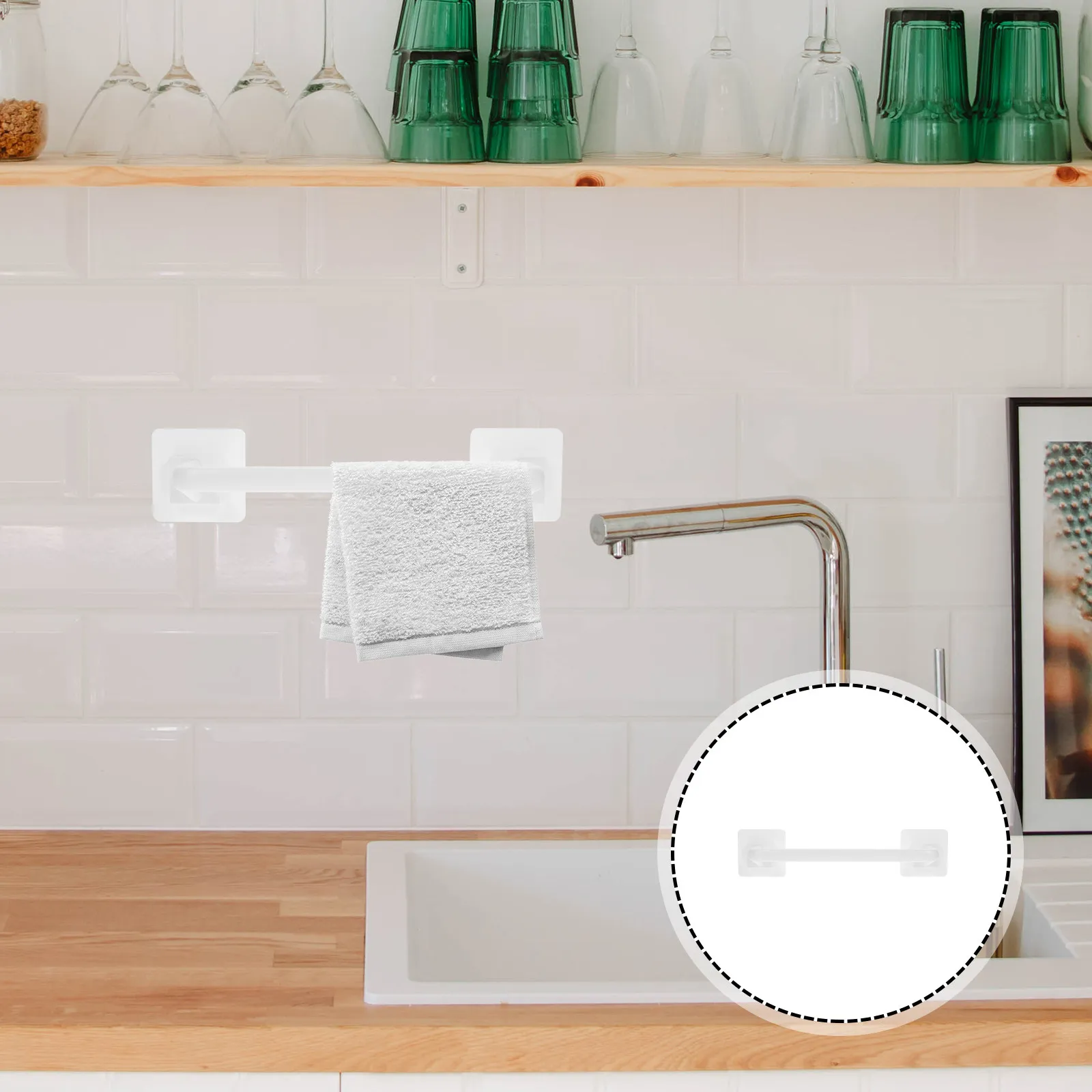 Bathroom Towel Bar No Trace ABS Material Wall Mounted Smooth Edges Perfect Length for Bath Kitchen Laundry Towel Holder Dish