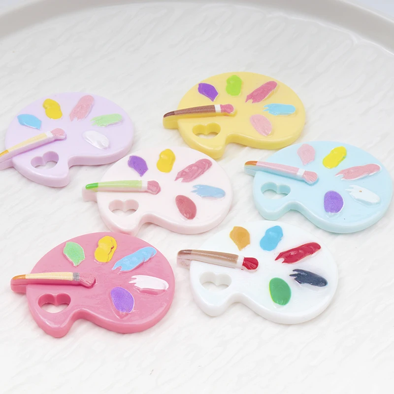 6/60PCS Large Palette Series Miniature Flat Back Resin Cabochons Hairpin Scrapbooking DIY Decor Craft Accessories Dollhouse
