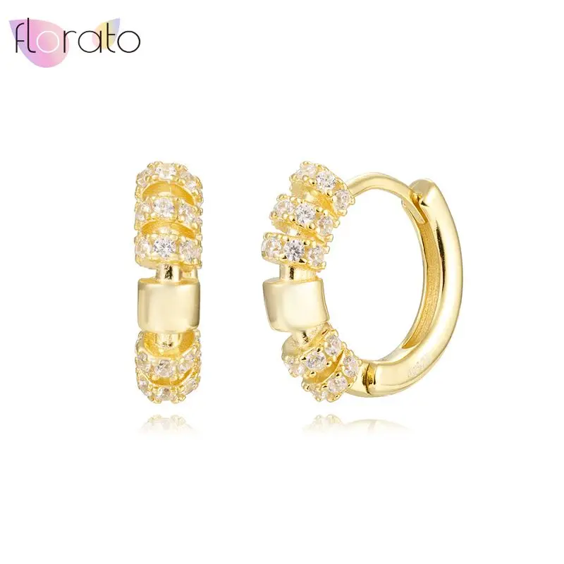 

925 Sterling Silver Needle High-end Luxury Geometric Design Multi-layer Micro-inlaid Wheel-shaped Earrings Fashion Jewelry Gift