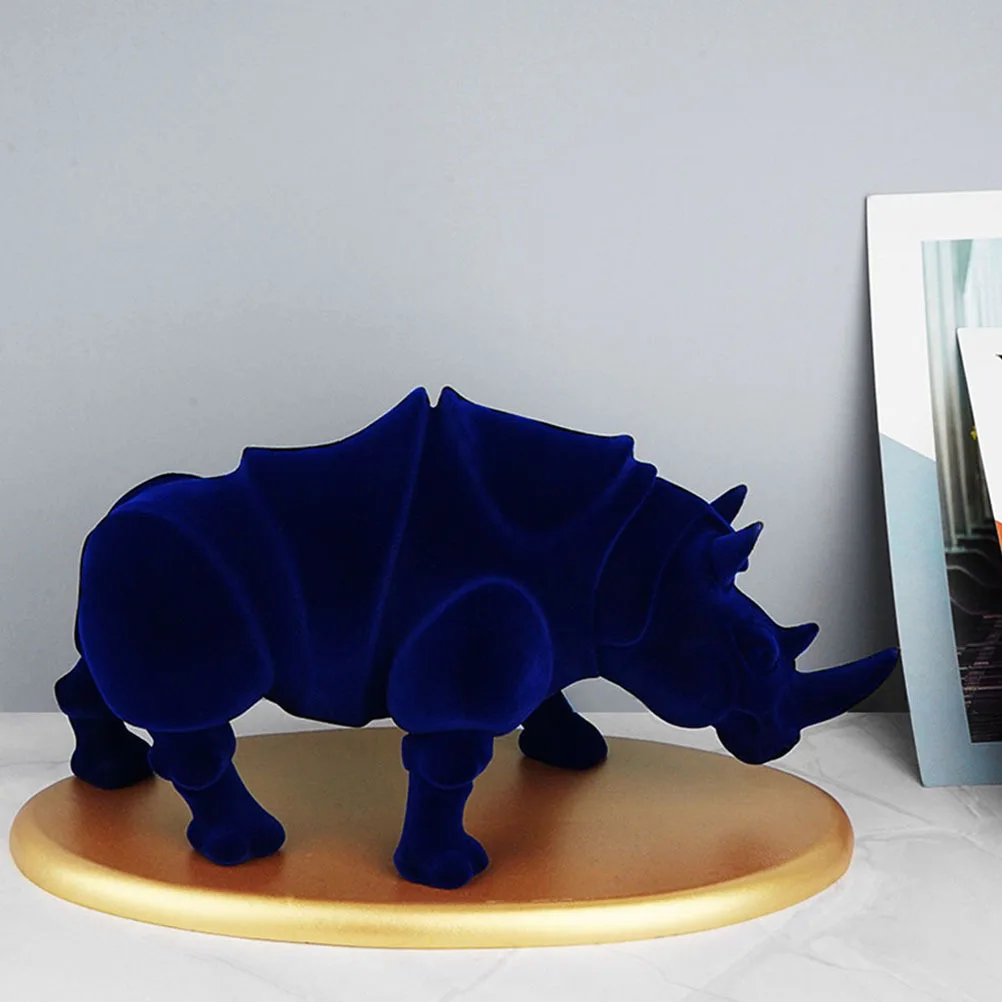 

Resin Rhino Figurines Blue Small Desk naments Craft Elegant Details Animal Models Home Office Decor Gifts Mini