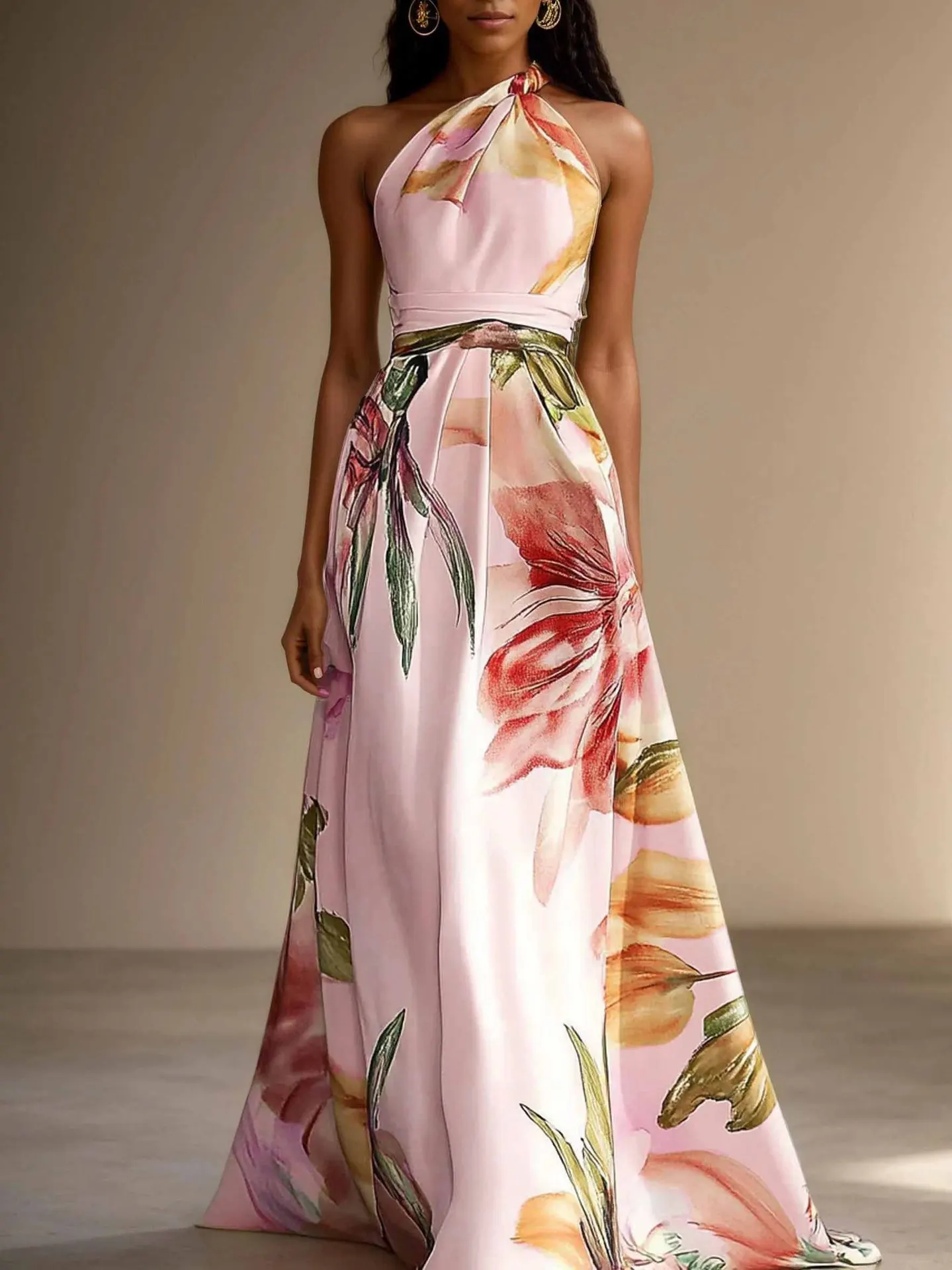 Letnia sukienka damska bez rękawów, z odkrytymi ramionami, o kroju litery A, elegancka, sznurowana, z asymetrycznym dekoltem, w stylu boho, seksowna, z nadrukiem, marszczona, idealna na wakacje.