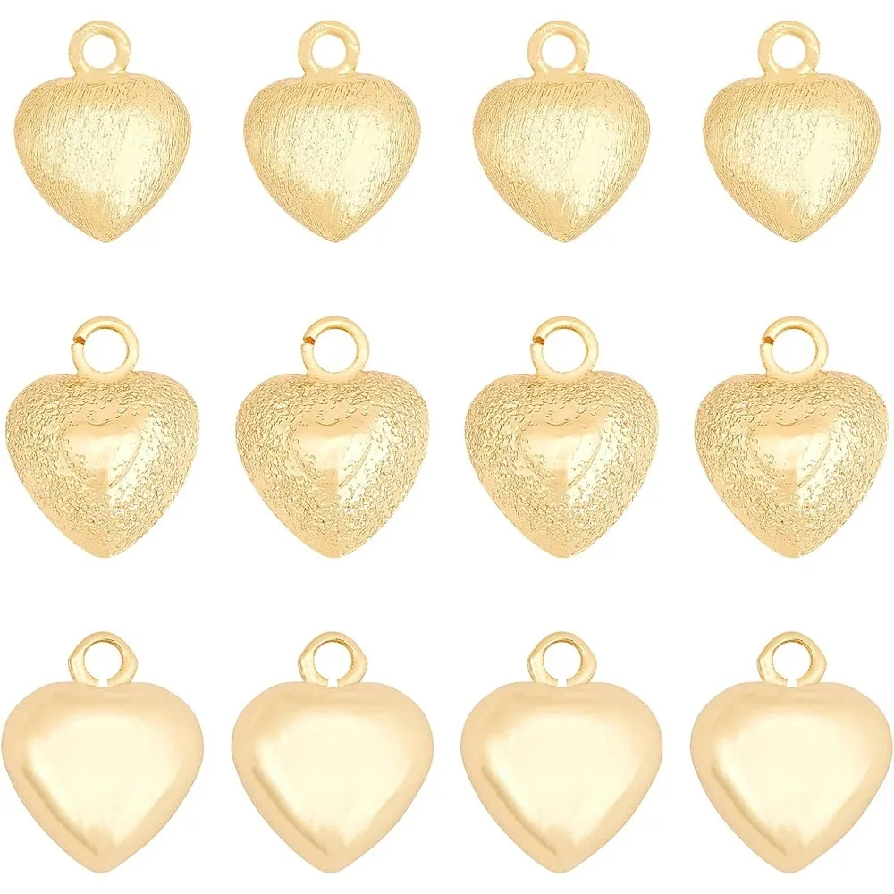 

12Pcs 3Styles Brass Heart Vintage Charms Long Lasting Brass Pendants for Necklace Bracelets Jewelry Making Handmade