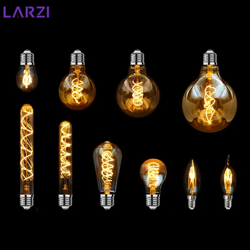 

E14 E27 Spiral Light G80 G95 G125 LED Filament Bulb 220V 4W 2200K Retro Vintage Lamps Decorative Lighting Dimmable Edison Lamp