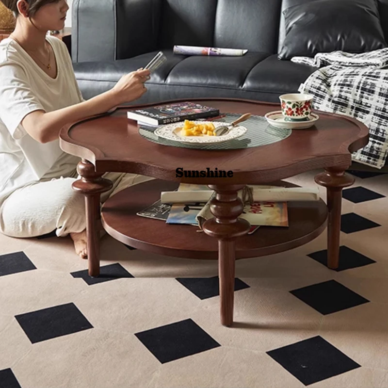 Designer Round Coffee Table Textured Sleek Hotel Storage Coffee Table Modern Sleek Stolik Kawowy Living Room Furniture  FT